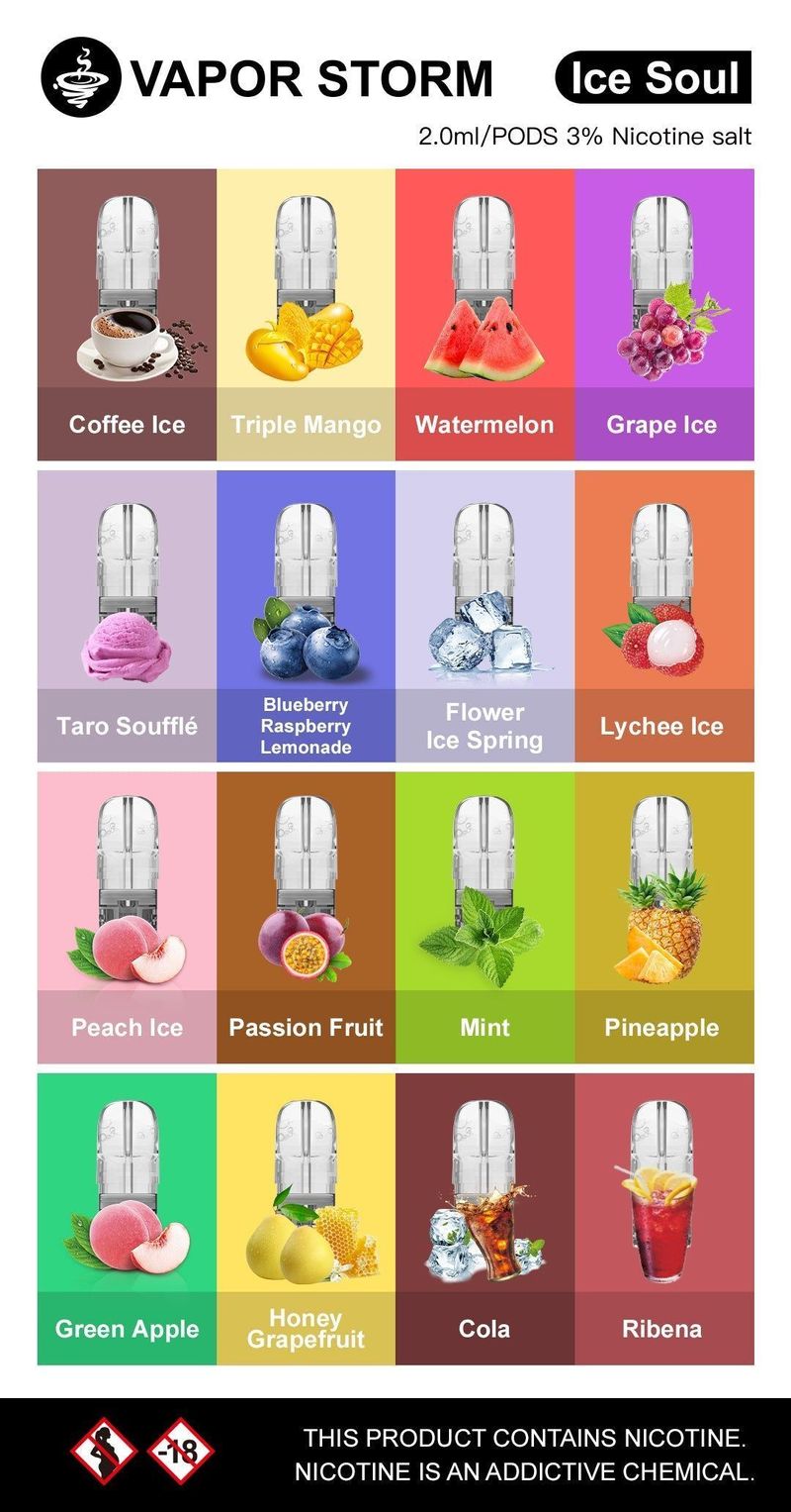 VAPOR STORM風暴五代電子菸霧化煙彈適用美人魚meel ilia哩啞等五代主機買六顆贈送主機一隻