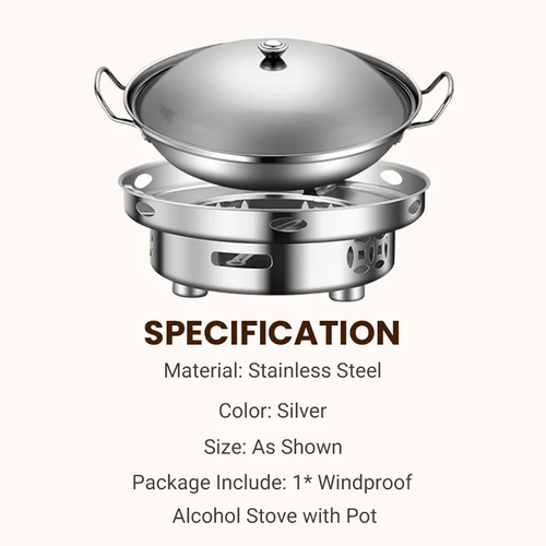 🔥HOT SALE - OVER 800 SOLD!🏆Windproof Alcohol Stove with Pot