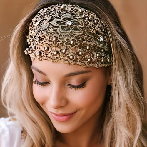💥Elegant Floral Beaded Wide Headbands for Women