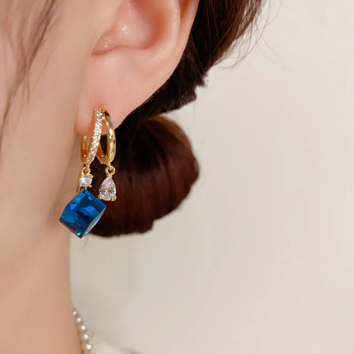 Blue Artificial Crystal Earrings
