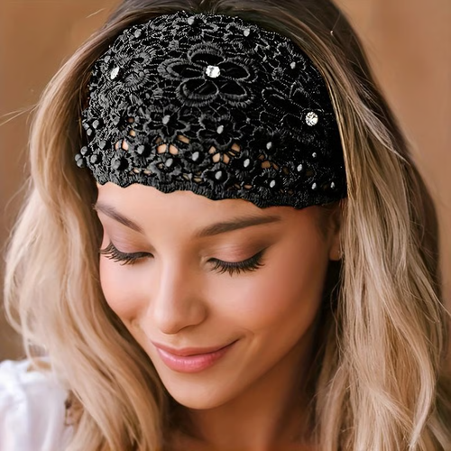 💥Elegant Floral Beaded Wide Headbands for Women