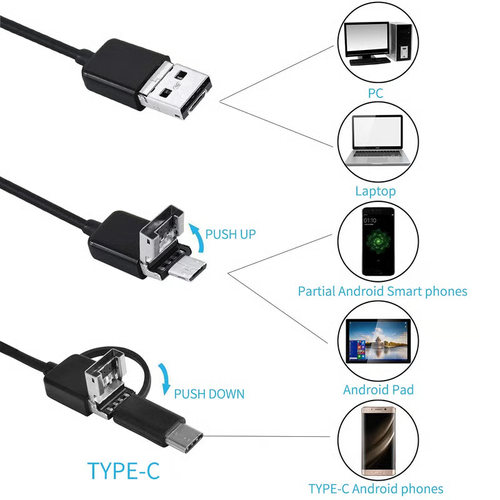 🔎 Plug-and-play endoscope camera – Compatible with Android, USB, and TC (not applicable to Apple systems)