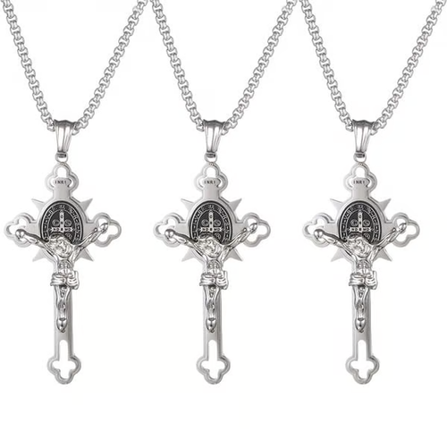 ST.Benedict Protection Cross Power Pendant Necklace
