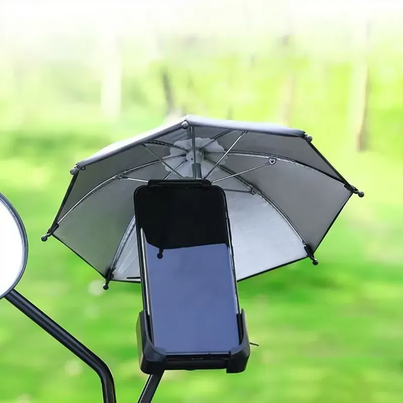 Mini parasol motorcycle phone holder cute bicycle phone holder with parasol