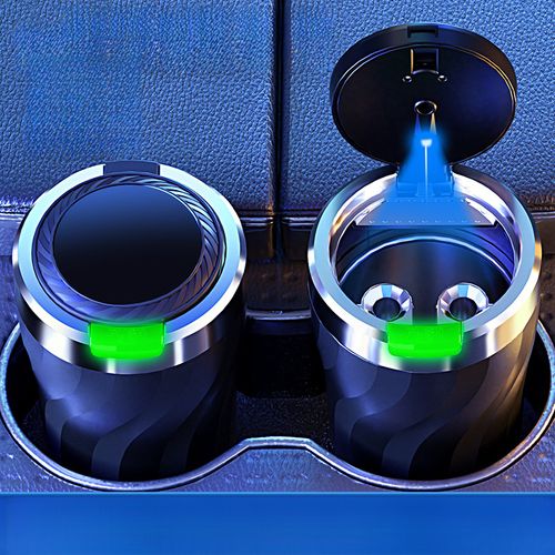 🔥🔥Creative multifunctional car ashtray with automatic lid for men's car, high-end sensory device for car interior with ambient lighting