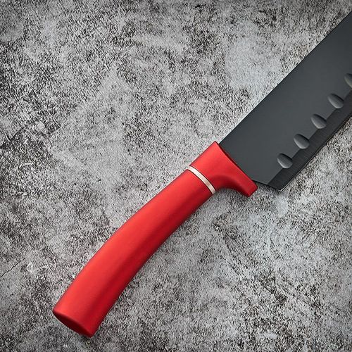 Red-handled, black-bladed kitchen knife set – making cooking an enjoyable experience!