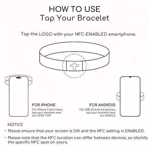 4pcs  NFC Bible Elastic Bracelet   (Built-in NFC chip)