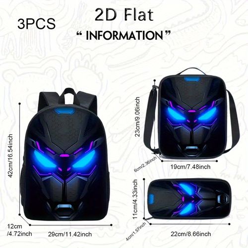 3-piece setSimple and multi-functional travel backpack, suitable for both boys and girls - lightweight, with zipper design and adjustable shoulder straps