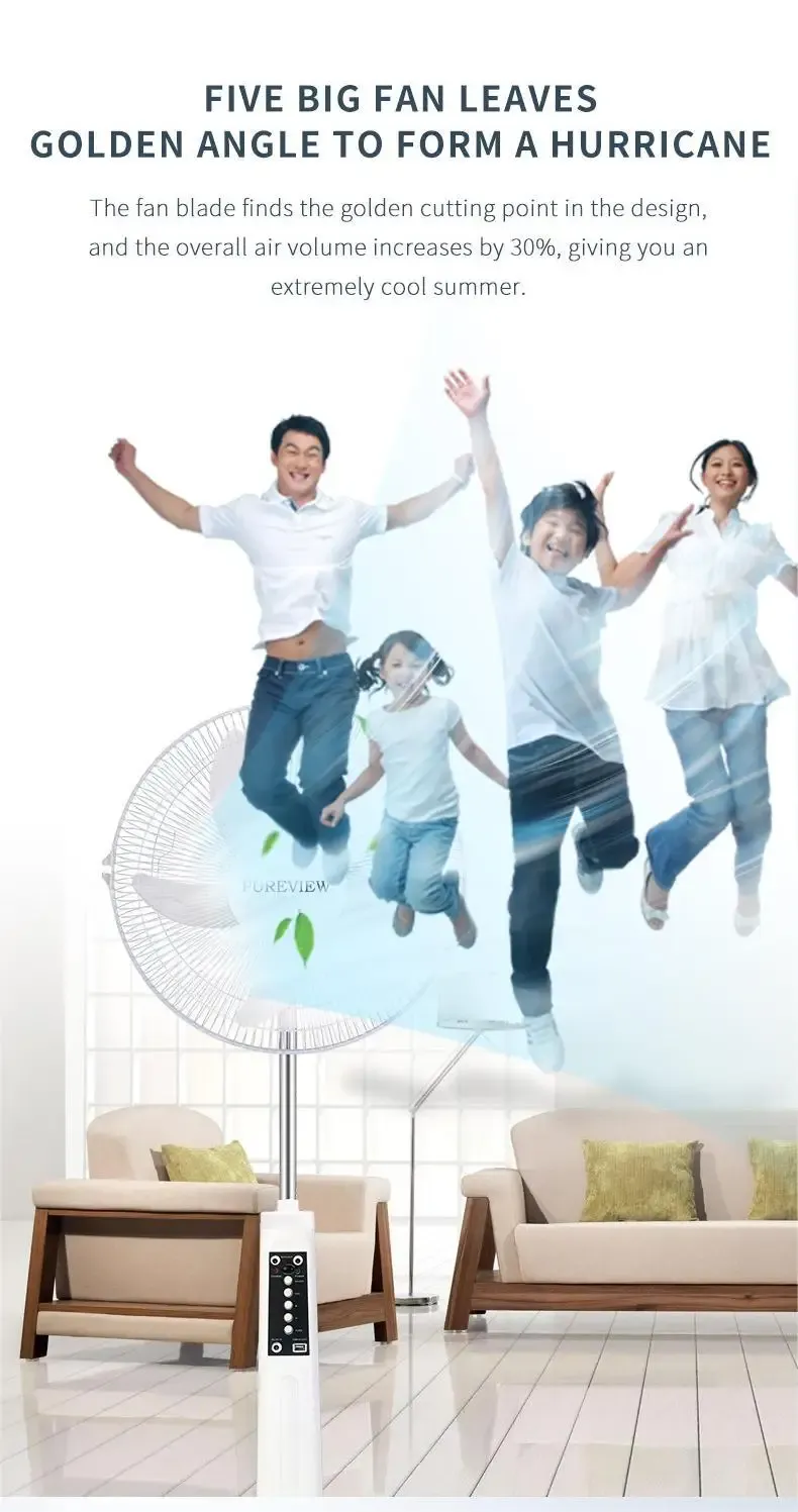 🔥🔥16-inch brushless motor rechargeable solar-powered fan with lighting