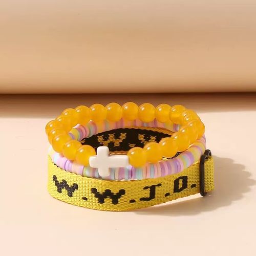 ✝️✝️✝️3pcsInspirational Christian WWJD Rope Bracelet Set