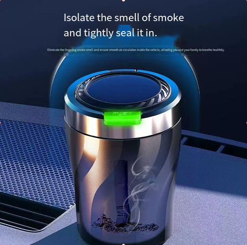 🔥🔥Creative multifunctional car ashtray with automatic lid for men's car, high-end sensory device for car interior with ambient lighting