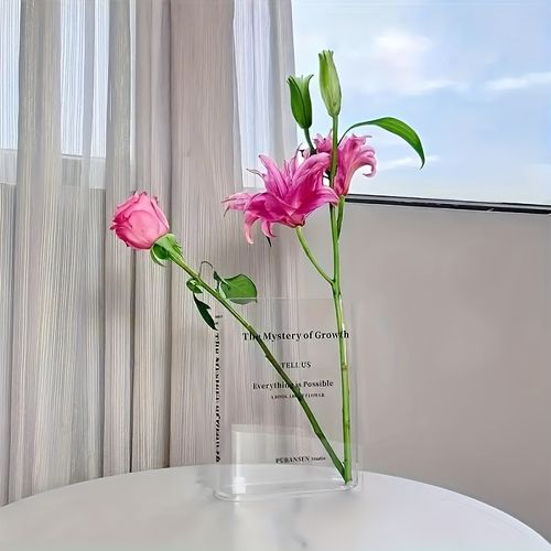 1 piece transparent book vase, book shaped vase🫶🫶