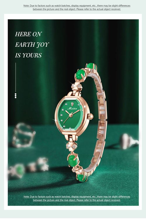 🔥🔥Internet Celebrity Women's Quartz Watch Emerald-Decorated Luxury Stainless Steel Bracelet Fashionable One-Piece Waterproof