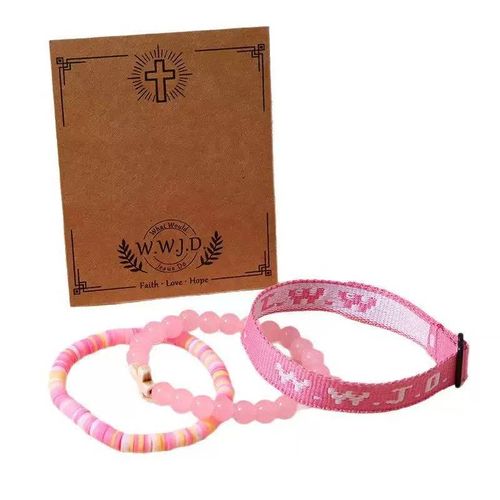 ✝️✝️✝️3pcsInspirational Christian WWJD Rope Bracelet Set