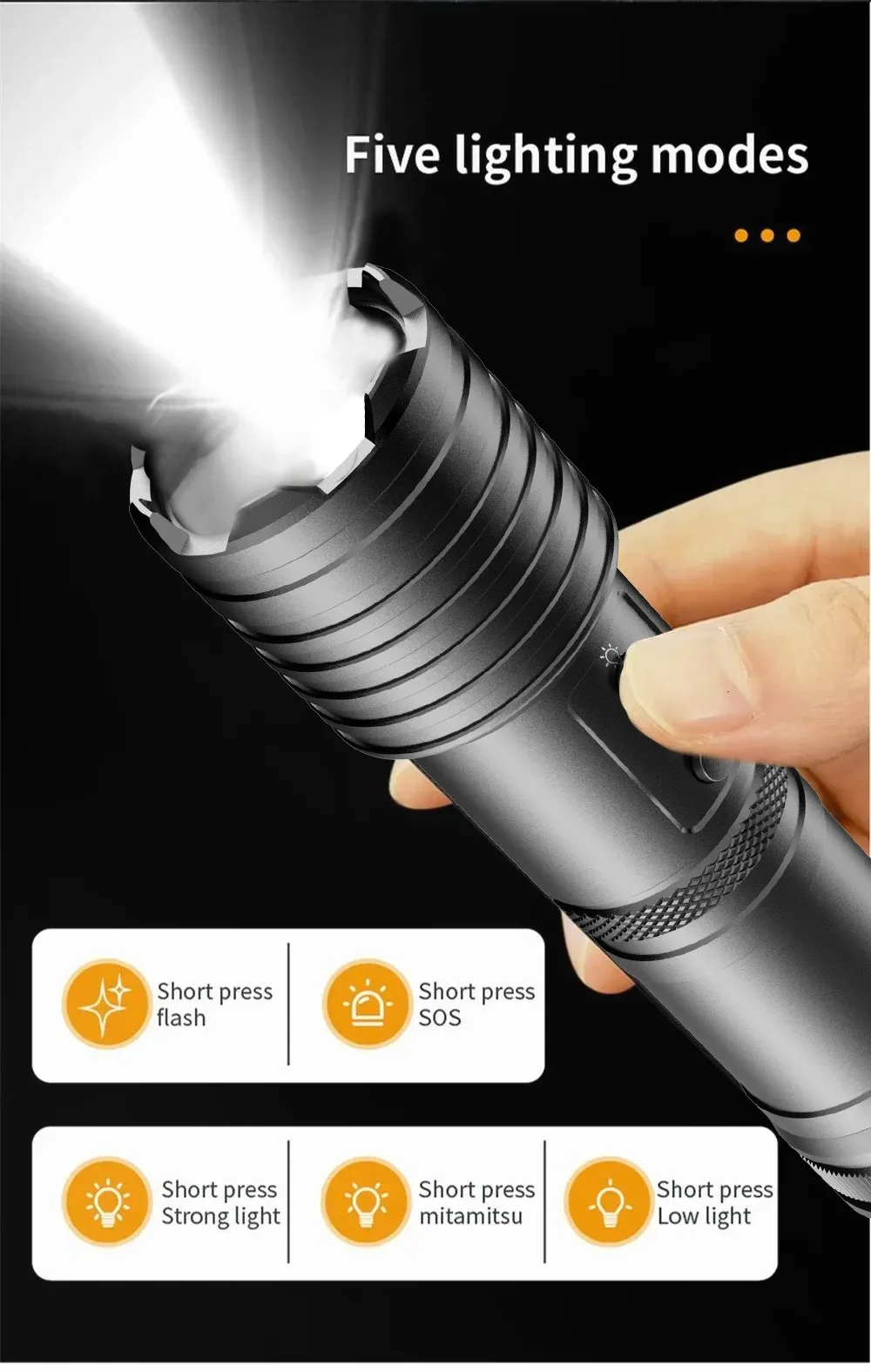 Outdoor Riding Sports Motorcycle Helmet Camera Flashlight Lighting Adventure Video Recorder