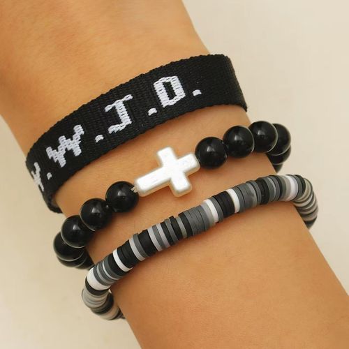 ✝️✝️✝️3pcsInspirational Christian WWJD Rope Bracelet Set