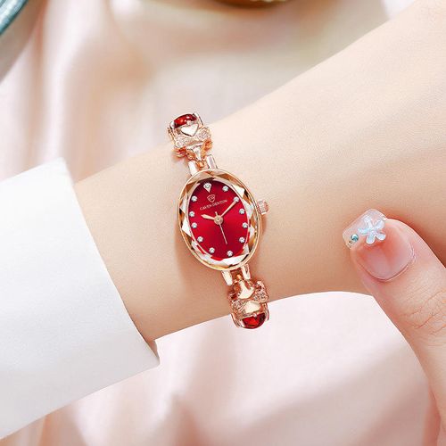 🔥🔥Internet Celebrity Women's Quartz Watch Emerald-Decorated Luxury Stainless Steel Bracelet Fashionable One-Piece Waterproof