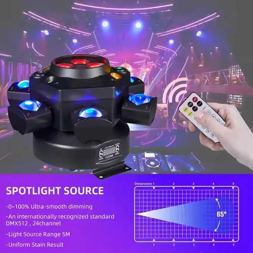 🔥🔥🔥Disco Club Party Light, DJ LED, 150W, Six-Arm Cyclone Bee Eye, Three-in-One Beam Strobe Laser Moving Head, Voice-Controlled Stage Light