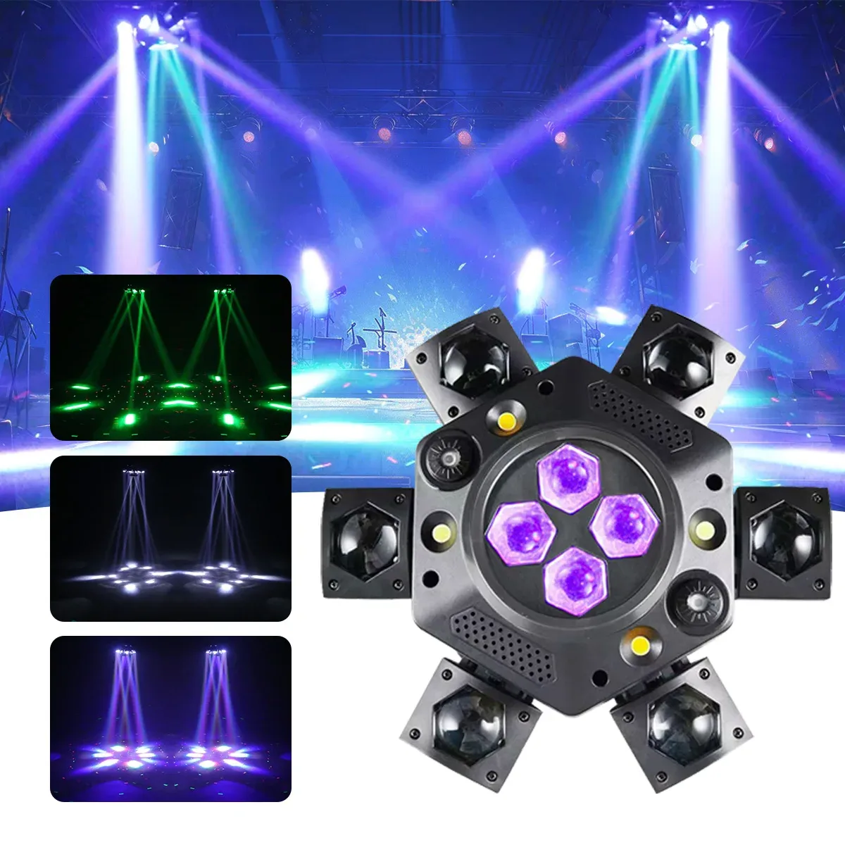 🔥🔥🔥Disco Club Party Light, DJ LED, 150W, Six-Arm Cyclone Bee Eye, Three-in-One Beam Strobe Laser Moving Head, Voice-Controlled Stage Light