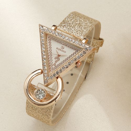 Luxury 5-piece women's watch set: Stylish, versatile, and creative inverted triangle rhinestone crystal quartz watch.