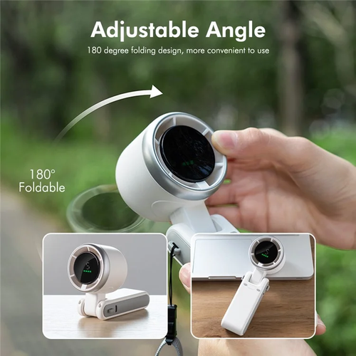 Foldable handheld USB charging electric travel cooling turbo neck hanging fan mini wearable personal desktop neck fan five speed portable fan