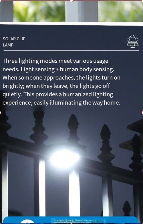 LED solar clip light, motion sensor light, courtyard light, outdoor waterproof wall with automatic safety decoration, umbrella clip garden