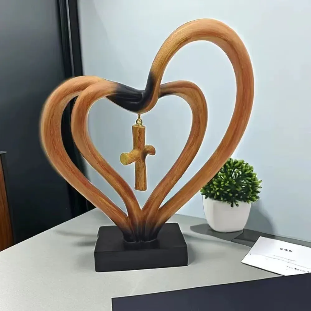Simple heart-shaped cross resin craft
