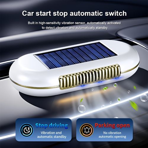 Solar-powered car air purifier with automatic operation, automatic start-up upon parking, long battery life, no consumables required, and negative ion generation