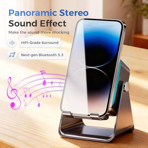 Rechargeable 5-in-1 wireless sensing Bluetooth speaker with adjustable phone stand and multifunctional stereo speaker
