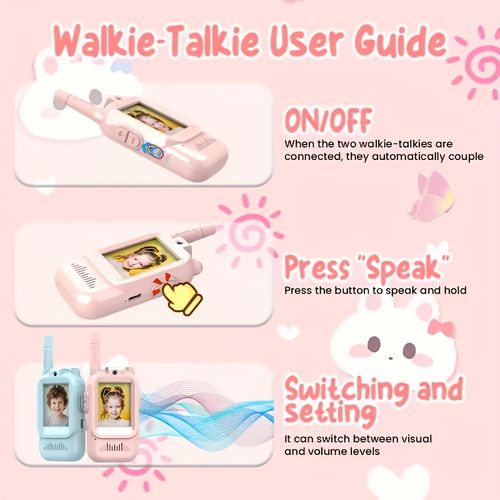 Two video intercoms with screens, rechargeable intercoms, long-distance two-way intercoms, four sound effects, birthday gifts suitable for indoor and outdoor camping