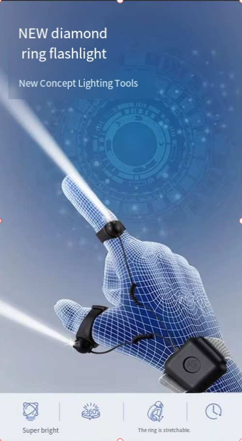 Finger-activated glowing rechargeable flashlight