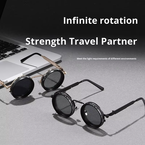 🕶️Stylish rotating sunglasses, ND filter lenses, trendy, individual, retro, punk style polarized sunglasses.