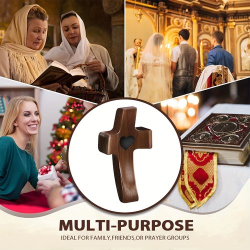 Thumb-sized cross-shaped walnut wood handle piece