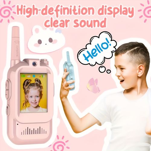 Two video intercoms with screens, rechargeable intercoms, long-distance two-way intercoms, four sound effects, birthday gifts suitable for indoor and outdoor camping