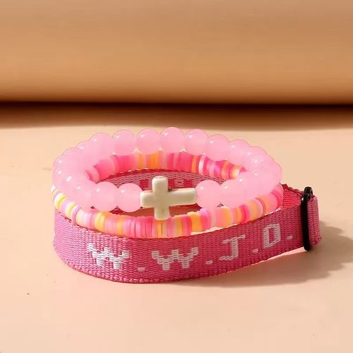 ✝️✝️✝️3pcsInspirational Christian WWJD Rope Bracelet Set