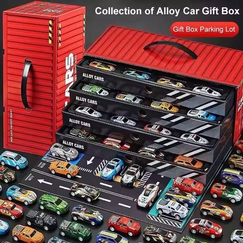 48 Pcs Of Pullback Toy Cars, Mini Racing Toys With Track Gift Cartons