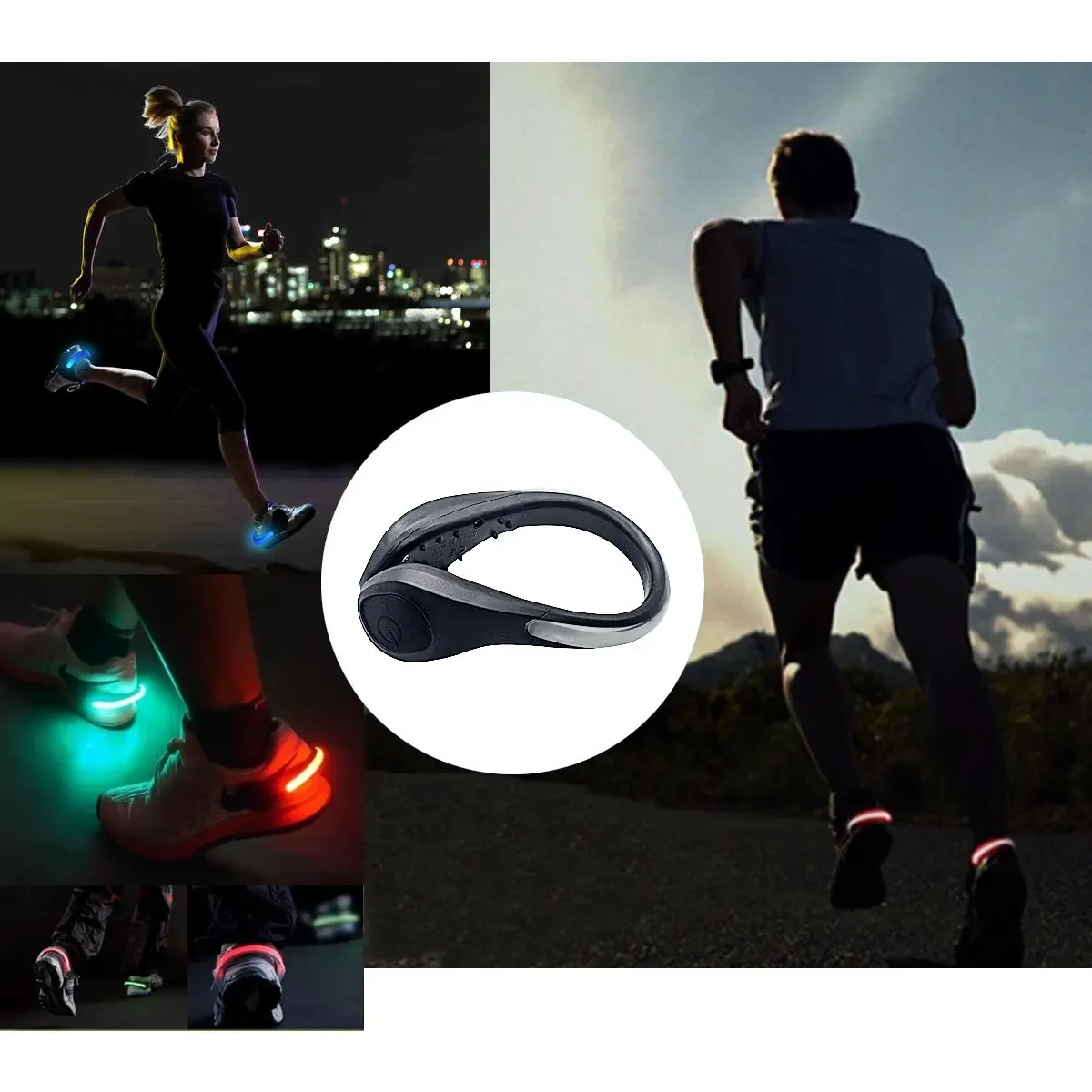 LED illuminated shoe clips suitable for night running and motorcycling