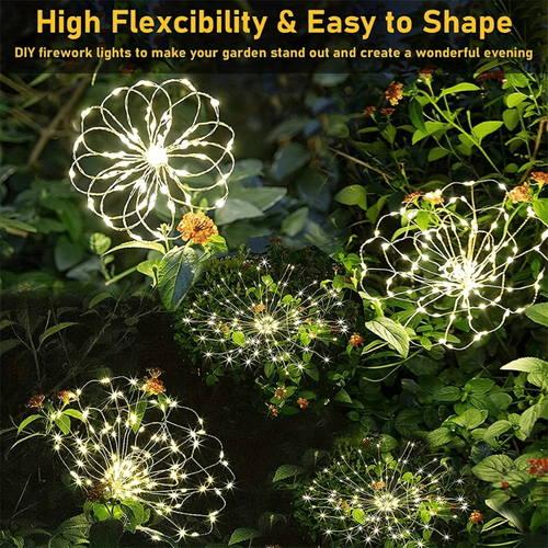 🎆🎆One-to-four solar-powered LED fireworks light, with realistic fireworks effects.