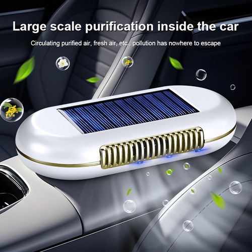 Solar-powered car air purifier with automatic operation, automatic start-up upon parking, long battery life, no consumables required, and negative ion generation
