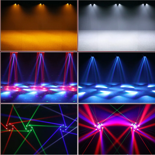 🔥🔥🔥Disco Club Party Light, DJ LED, 150W, Six-Arm Cyclone Bee Eye, Three-in-One Beam Strobe Laser Moving Head, Voice-Controlled Stage Light