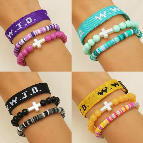 ✝️✝️✝️3pcsInspirational Christian WWJD Rope Bracelet Set