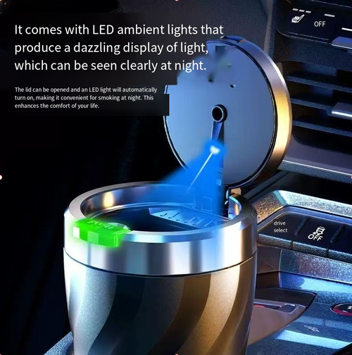 🔥🔥Creative multifunctional car ashtray with automatic lid for men's car, high-end sensory device for car interior with ambient lighting
