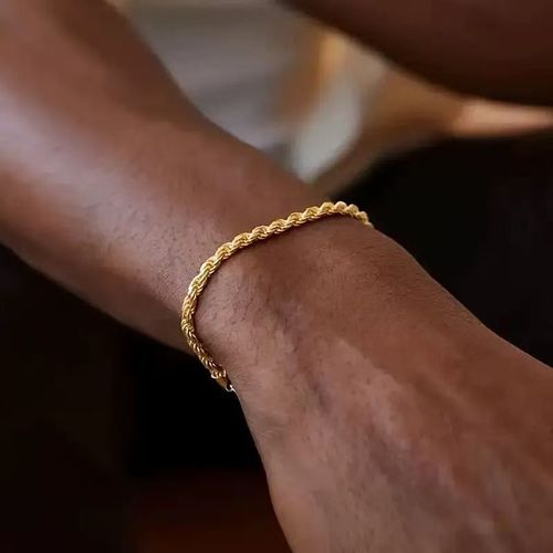 Trendy Gold-Plated Hip Hop Bracelet for Men | Thick Twisted Alloy Chain