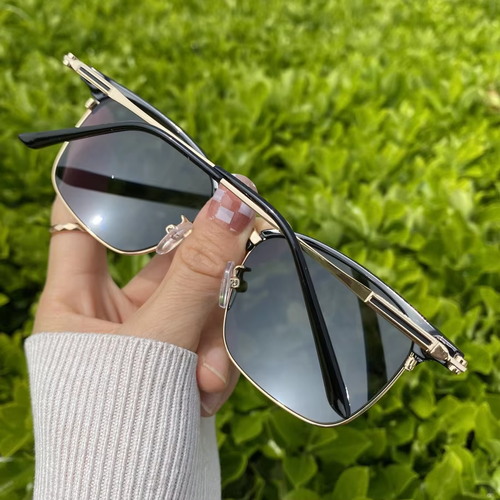 Edgy Retro Brow Frame Sunglasses | Auto-Color UV Protection for Men