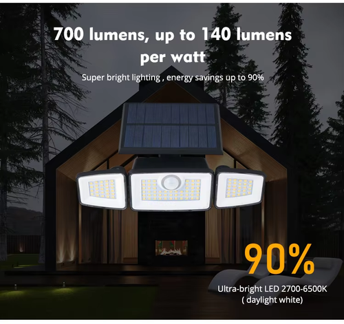 Ultra-Bright PIR Solar Security Wall Light | Front Porch Motion Sensor for Outdoor Garden & Villa - Energy-Efficient & Waterproof