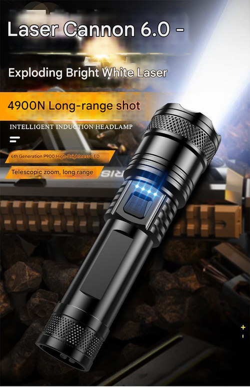 New LED Strong Light Flashlight, Super Bright Long-range, Long-lasting Rechargeable, Multi-functional Portable Emergency Work Light for Outdoor & Home
