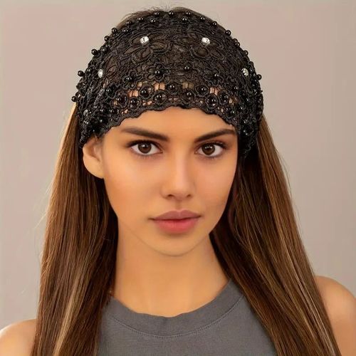 4 Pcs Exquisite Boho Chic Lace Headbands with Faux Pearls
