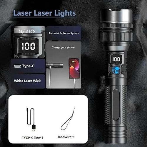 High Lumens Flashlights, LED Flash Light, USB Rechargeable Handheld Flashlight, Strong Light for Home, Emergencies, Camping (Black)