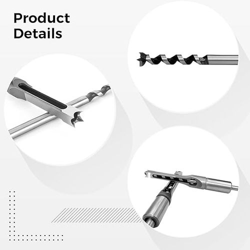 Steel Mortising Chisels for Mortise Machines, High-Speed Steel Hollow Chisel Bits for Precise Woodworking, 4 Pcs Woodworking Square Hole Drill Bit Set
