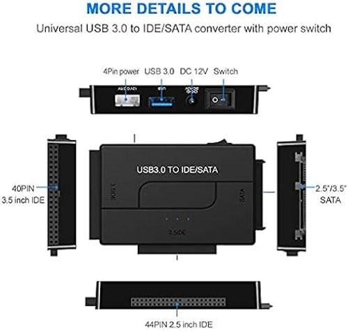 USB 3.0 to SATA IDE Hard Drive Reader, YINNCEEN External Hard Drive Ultra Recovery Converter Universal Hard Drive Adapter